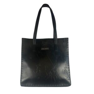 Harley Davidson Distressed Black Leather Tote Bag with Jack Daniels Patch